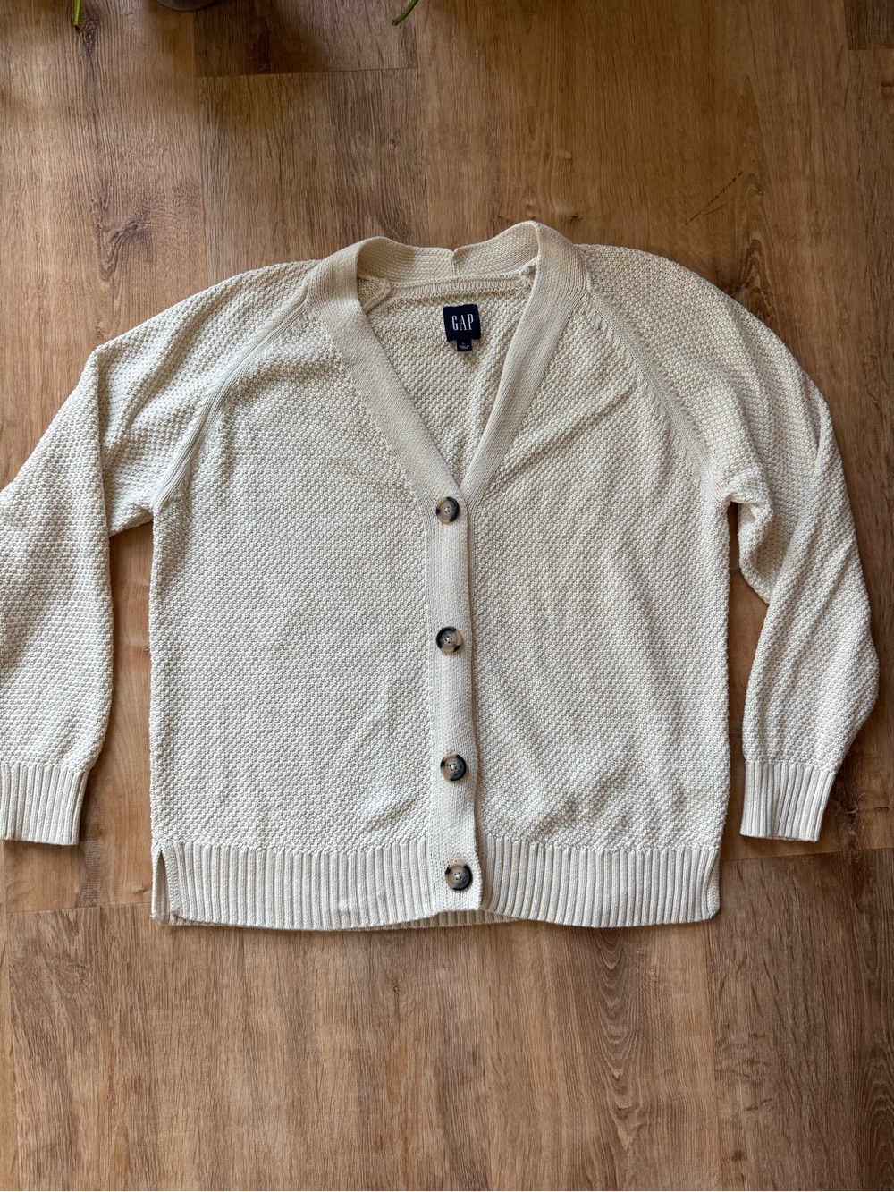 GAP Cream Knit Button-Front Y2K Early 2000s Women's Cardigan Sweater 100% Cotton